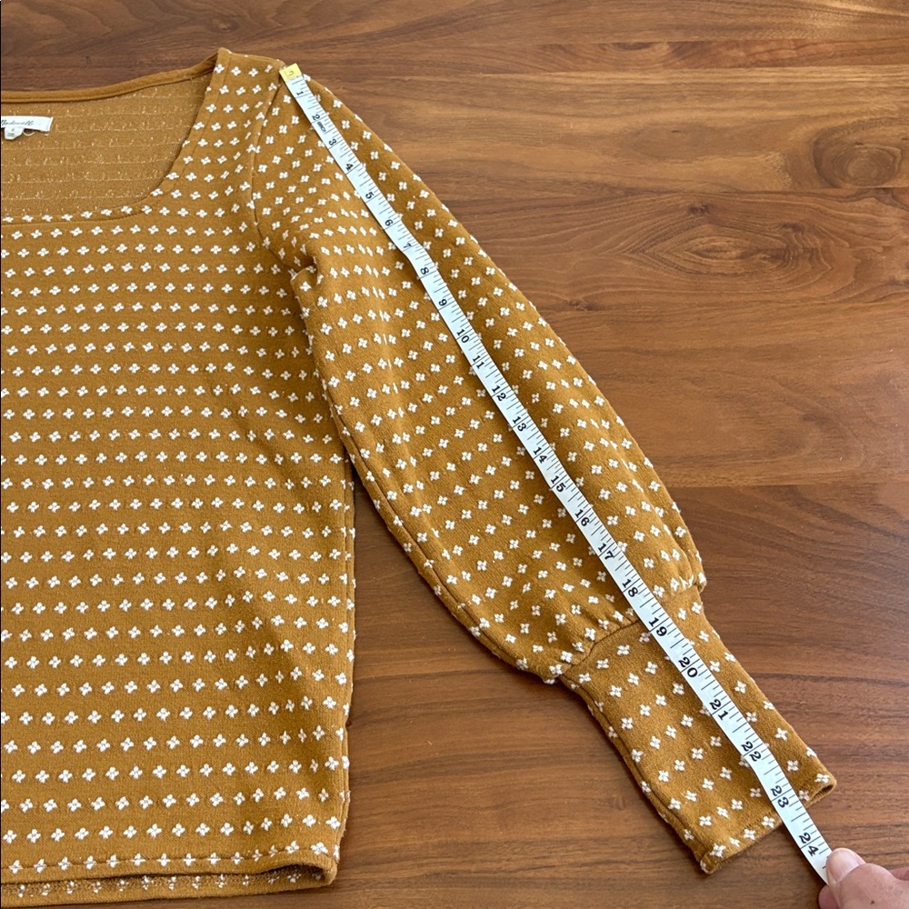 Madewell Floral Jacquard Square-Neck Top Antique Gold Size Small - Picture 8 of 9